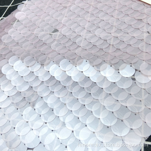 Polyester Pink 18mm Large Sequin Mesh Embroidery Fabric